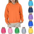 thumbnail image 1 of LIUYUNNN Girls Long Sleeve Solid Color Hooded Sweatshirt Pullover Top For Kids And Tweens Casual Comfortable Hoodie Faze Jacket, Size 7-8 Years, 1 of 4