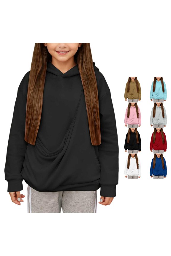Girls' Sweatshirts Puppies Cats Shoulder Straps Pockets Long Sleeve Hooded Sweatshirts Hooded Sweatshirts Rappers with Puppies Hoodie, Size 3-4 Years