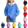 thumbnail image 1 of LIUYUNNN Girls Teal Zip up Hoodie Girls Hoodies & Sweatshirts Long Sleeve Casual Pullover Soft Comfortable Kids Sweatshirt For Spring And Fall, Size 3-4 Years, 1 of 7
