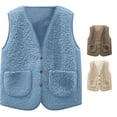 thumbnail image 1 of LIUYUNNN Girls Winter Vest Jacket With Collar Loose Fit Outdoor Warm Padded Sleeveless Coat With Pockets For Toddler Kids Girls Coats Size 5-6, Size 11-12 Years, 1 of 5