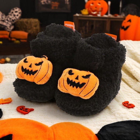 LIUYUNNN Halloween Winter Baby Shoes First Soft Sole Booties Warm Non Crib Shoes For Boys Girls Toddlers Baby Girl Shoes 3-6 Months, Size 12-18 Months