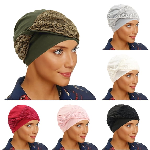 LIUYUNNN Headband Sweat Soft Breathable Lace Hijab Cap Seamless Under Scarf For Lightweight Stretchy Inner Bonnet, One Size
