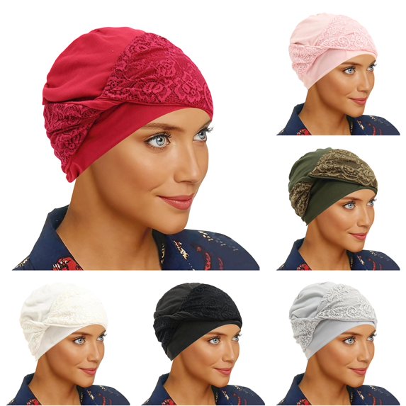 LIUYUNNN Headband Sweat Soft Breathable Lace Hijab Cap Seamless Under Scarf For Lightweight Stretchy Inner Bonnet, One Size