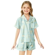 LIUYUNNN Toddler Satin Pajamas for Girl Bee Girls Button Down Pajamas Set Casual Pajamas Set Girls Pajamas Size 2-3 Years Boys Girls Fall Outfits