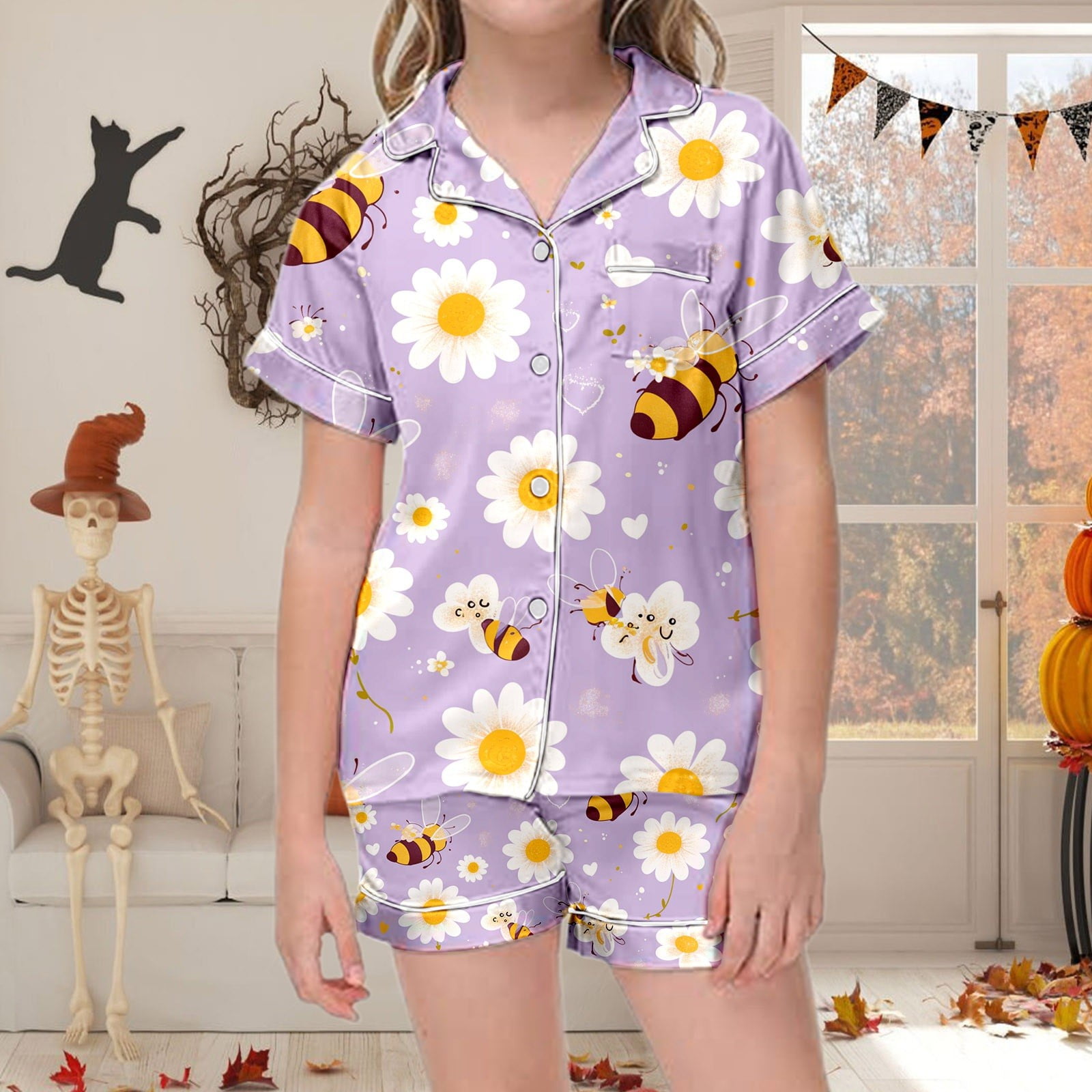 LIUYUNNN Kids Boy Silk Pajamas Set Flower Button Down Homewear Set ...