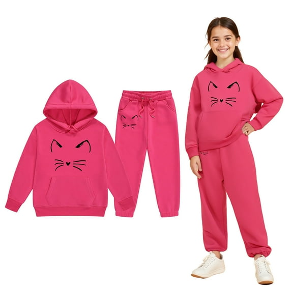 LIUYUNNN Kids Boys Girls Active Sweatsuit 2 Piece Long Sleeve Cartoon Pullover Hoodie Sweatshirt and Active Jogger Pants Fall Clothes Girl Sets 8-9 Years Boys Girls Fall and Winter Outfits