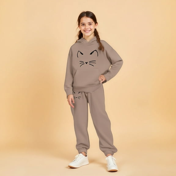 LIUYUNNN Kids Boys Girls Active Sweatsuit 2 Piece Long Sleeve Cartoon Pullover Soft Hoodie and Jogger Pants Warm Fall Winter Clothes Girls Sets 12-13 Years Boys Girls Fall and Winter Outfits