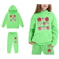 thumbnail image 1 of LIUYUNNN Kids Boys Girls Active Sweatsuit 2 Piece Long Sleeve Pullover Light Green Heart Soft Hoodie Leggings Pants Winter Clothes Toddler 4-5 Years Boys Clothes Boys Girls Autumn and Winter Outfits, 1 of 7