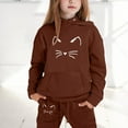 thumbnail image 1 of LIUYUNNN Kids Boys Girls Active Sweatsuit 2PC Long Sleeve Cat Coffee Hooded Sweatsuits Pullover Jogger Set Winter Clothes Boys Outfits 3-4 Years Boys Girls Fall and Winter Outfits, 1 of 5