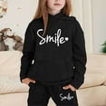 thumbnail image 1 of LIUYUNNN Kids Boys Girls Active Sweatsuit 2PC Long Sleeve Letter Black Basic Hoodie Sweatpants Joggers Set Fall Clothes Hoodie Set 8-9 Years Boys Girls Fall and Winter Outfits, 1 of 3