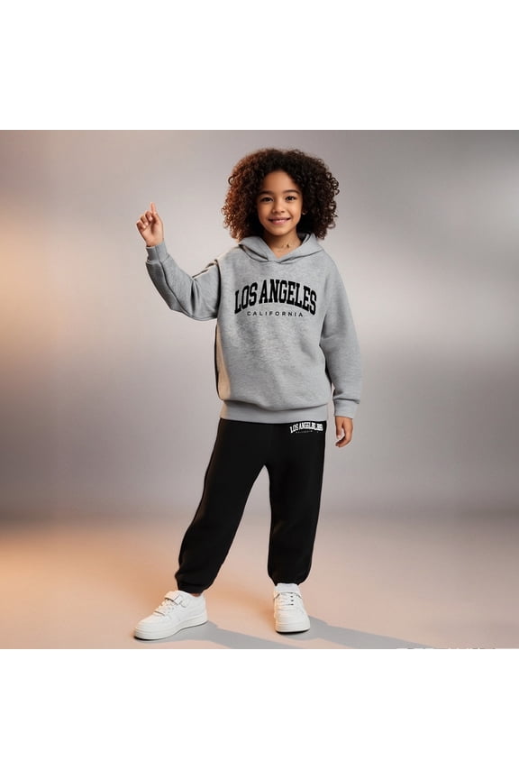 Kids Boys Girls Active Sweatsuit 2PC Long Sleeve Letter Pullover Hoodie Sweatpants Warm Fall Winter Clothes Girls Sets 3-4 Years Boys Girls Fall and Winter Outfits