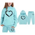 thumbnail image 1 of LIUYUNNN Kids Boys Girls Active Sweatsuit 2PC Long Sleeve Pullover Light Blue Heart Sweatshirt Sweatpants Set Winter Clothes Little Girls Clothes 5-6 Years Boys Girls Autumn and Winter Outfits, 1 of 4