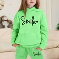 thumbnail image 1 of LIUYUNNN Kids Boys Girls Sweatsuit Set 2 Piece Long Sleeve Letter Light Green Hooded Sweatshirt and Sweatpants Winter Clothes Girls Size 12-13 Years Clothes Boys Girls Fall and Winter Outfits, 1 of 3