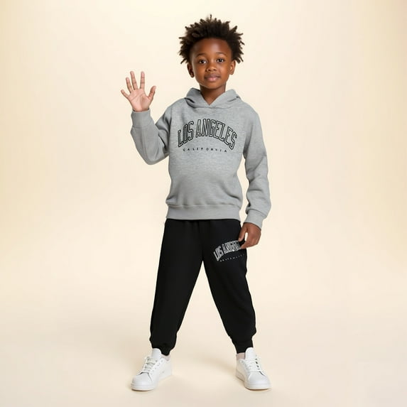 LIUYUNNN Kids Boys Girls Sweatsuit Set 2 Piece Long Sleeve Letter Pullover Basic Hoodie and Jogger Pants Winter Clothes Size 9-10 Years Boys Clothes Boys Girls Fall and Winter Outfits