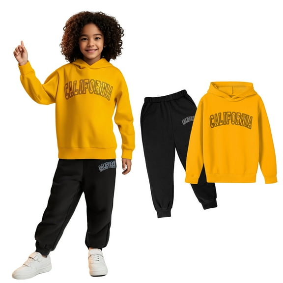 LIUYUNNN Kids Boys Girls Sweatsuit Set 2 Piece Long Sleeve Letter Pullover Sweatshirt and Sweatpants Fall Clothes Girls Sets 5-6 Years Boys Girls Fall and Winter Outfits