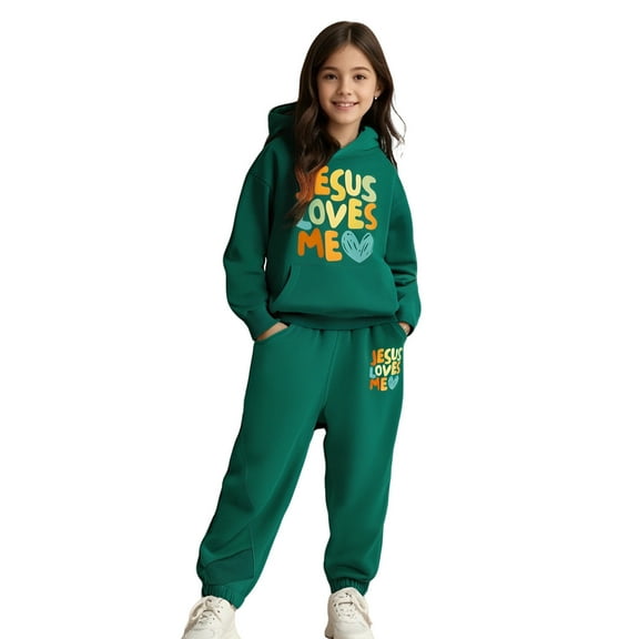LIUYUNNN Kids Boys Girls Sweatsuit Set 2 Piece Long Sleeve Letter Pullover Tracksuit Hoodie and Jogger Sweatpants Fall Winter Clothes Girls Jogger Set 10-11 Years Boys Girls Fall and Winter Outfits