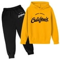 thumbnail image 1 of LIUYUNNN Kids Boys Girls Sweatsuit Set 2 Piece Long Sleeve Letter Yellow Hooded Sweatshirt and Active Jogger Pants Fall Winter Clothes Girl Sets 3-4 Years Boys Girls Fall and Winter Outfits, 1 of 2