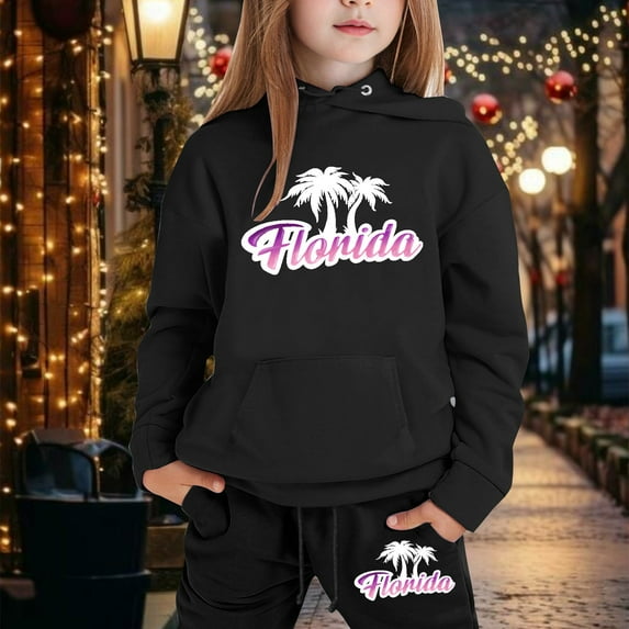 LIUYUNNN Kids Boys Girls Sweatsuit Set 2PC Long Sleeve Tree Black Tracksuit Pullover Hoodie Sweatpants Winter Clothes 3-4 Years Boys Clothes Boys Girls Fall and Winter Outfits