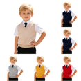thumbnail image 1 of LIUYUNNN Kids Boys Girls V Neck Vest Sweater Sleeveless Warm Knitted Pullover Knitwear Tops Baby Girl Sweater Tunic, Size 2-3 Years, 1 of 6