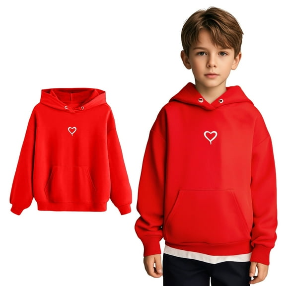 LIUYUNNN Kids Boys Hoodie Kids Pullover Red Hoodie Long Sleeve Pullover Tops Fall Clothes Little Girls Clothes Size 4-5 Years Boys Girls Fall Outfits