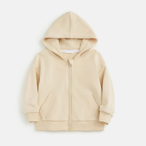 LIUYUNNN Kids Boys Hoodies Kids Zipper Beige Hooded Long Sleeve Pullover Tops Winter Clothes Girls 4-5 Years Clothes Boys Girls Fall Outfits