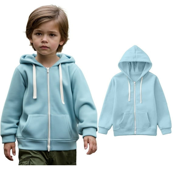 LIUYUNNN Kids Boys Hoodies Zipper Sky Blue Hoodie Long Sleeve Soft Sweatshirts Top Winter Clothes Kids Girls Clothes 6-7 Years Boys Girls Fall Outfits