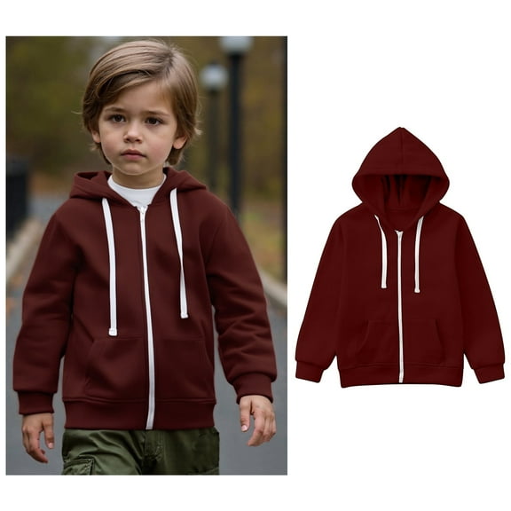 LIUYUNNN Kids Boys Hoodies Zipper Hooded Long Sleeve Pullover Tops Winter Clothes Baby Girls Clothes 4-5 Years Boys Girls Fall Outfits