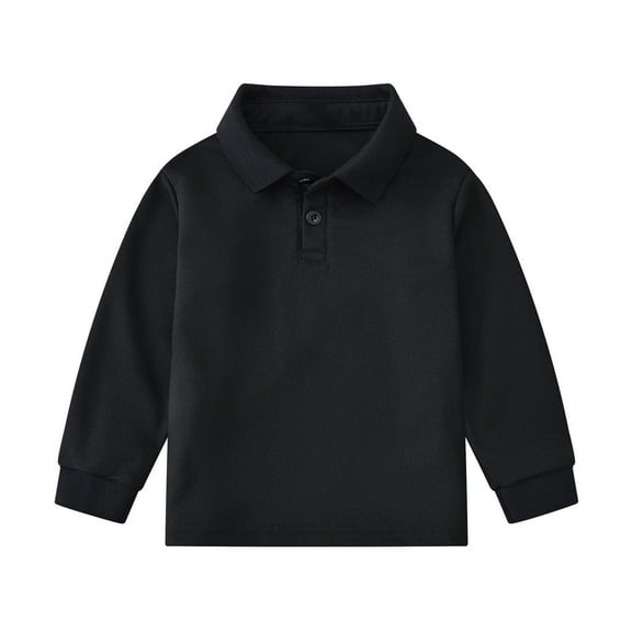 LIUYUNNN Kids Boys Polo Shirts Long Sleeve Boys Black Button down Shirt Boys Uniform Shirts Casual 3-4 Years Boys Size ClothesBoys Girls Four Seasons Outfits