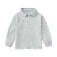thumbnail image 1 of LIUYUNNN Kids Boys' Polo Shirts Long Sleeve Kids Gray Button down Shirt Boys Uniform Shirts Collared Shirt 5-6 Years Boy Shirts Size Boys Girls Four Seasons Outfits, 1 of 3