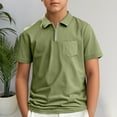 thumbnail image 1 of LIUYUNNN Kids Polo Shirts Boys Short Sleeve Boy Army Green Button down Shirt School Uniforms Classic 3-4 Years Boy Clothes Boys Girls Four Seasons Outfits, 1 of 3