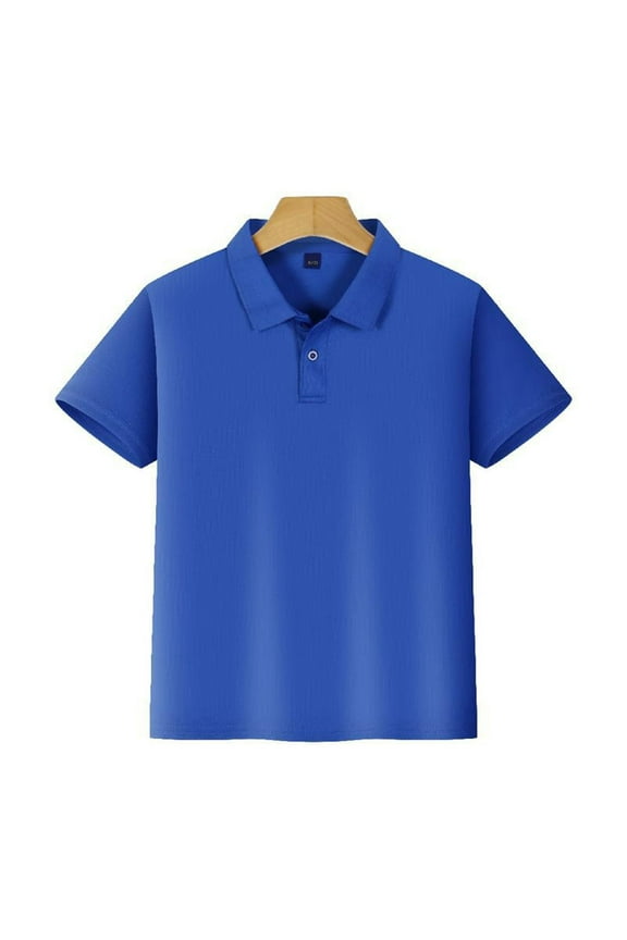 Kids Boys' Polo Shirts Short Sleeve Blue Button up Shirt Boys School Uniforms Casual Collared Shirts 7-8 Years Shirts for Boys Boys Girls Four Seasons Outfits