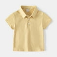 thumbnail image 1 of LIUYUNNN Kids Boys' Polo Shirts Short Sleeve Boys Beige Button down Shirt School Uniform Collared Shirt 4-5 Years Boy Clothes Boys Girls Four Seasons Outfits, 1 of 3