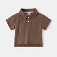thumbnail image 1 of LIUYUNNN Kids Boys' Polo Shirts Short Sleeve Coffee Button down Shirt Boys School Uniform Shirts Casual Collared Shirts 3-4 Years Shirts for Boys Boys Girls Four Seasons Outfits, 1 of 3