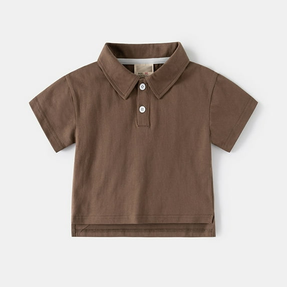 LIUYUNNN Kids Boys' Polo Shirts Short Sleeve Coffee Button down Shirt Boys School Uniform Shirts Casual Collared Shirts 3-4 Years Shirts for Boys Boys Girls Four Seasons Outfits