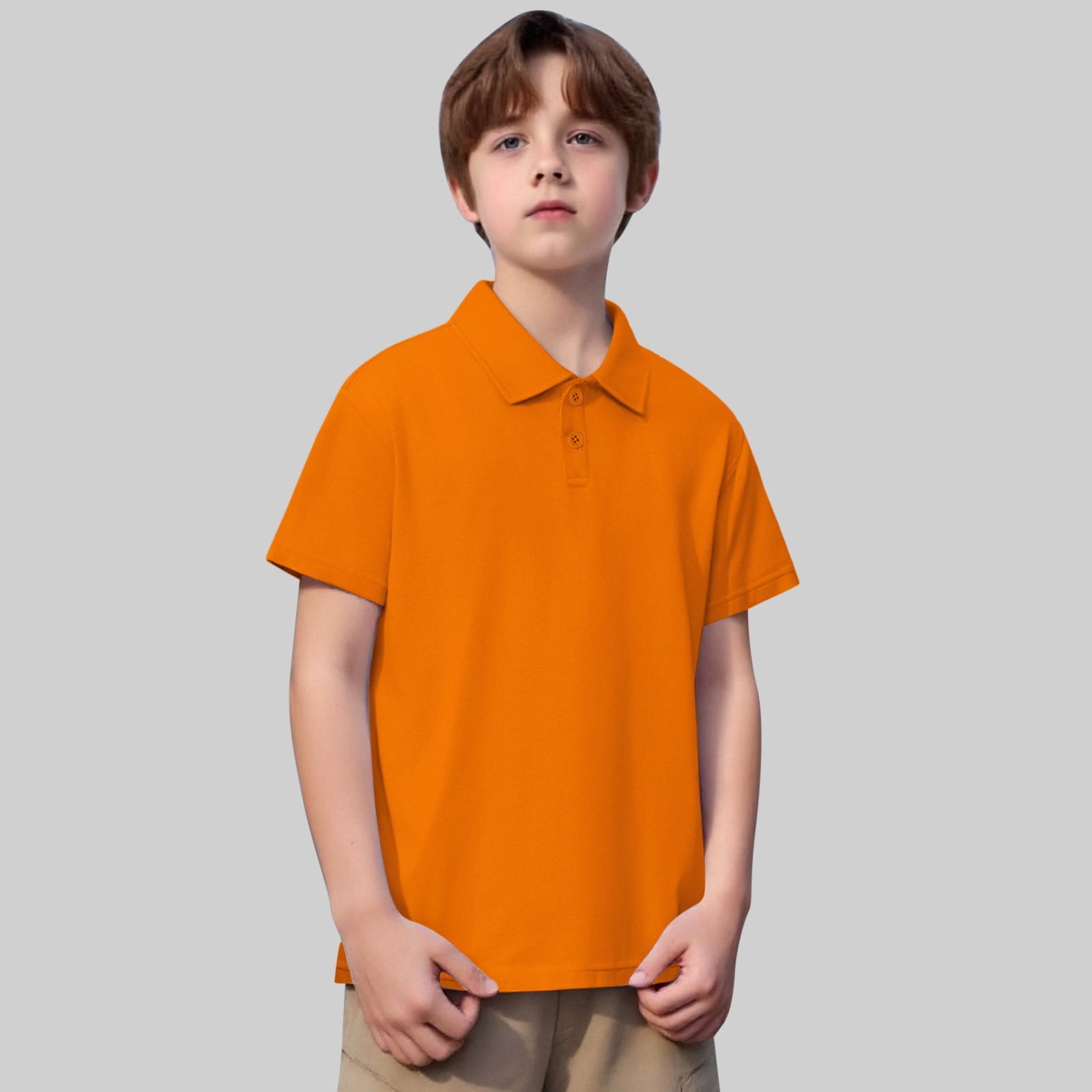 LIUYUNNN Kids Boys' Polo Shirts Short Sleeve Kids Orange Button down ...