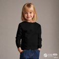 thumbnail image 1 of LIUYUNNN Kids Boys Shirts Black Pullover Long Sleeve Top Crewneck T-Shirts Fall Tops Tees Cotton Kids Sweatshirt Uniform Shirts for Girls 9-10 Years Boys Girls Fall and Winter Outfits, 1 of 4