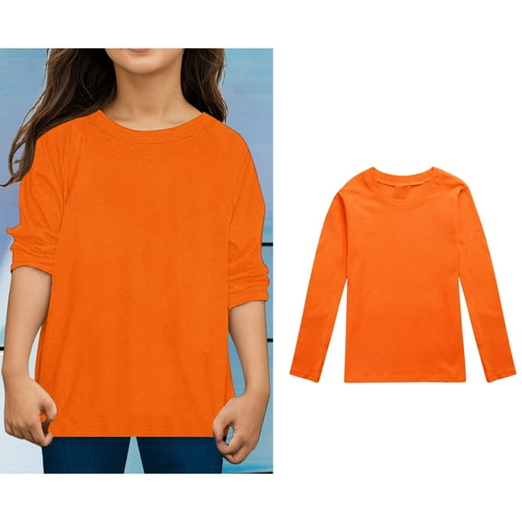 LIUYUNNN Kids Boys Shirts Solid ColorOrange Long Sleeve Tees for Crewneck Top Tees Shirts Cottom Boy Shirt Boy Clothes 4-5 Years Boys Girls Four Seasons Outfits