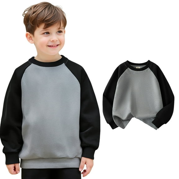 LIUYUNNN Kids Boys Sweatshirt Long Sleeve Pullover Grey Sweatshirt Girls Crewneck Pullover Tops Fall Winter Clothes Girls Clothes 12-13 Years Boys Girls Fall Outfits