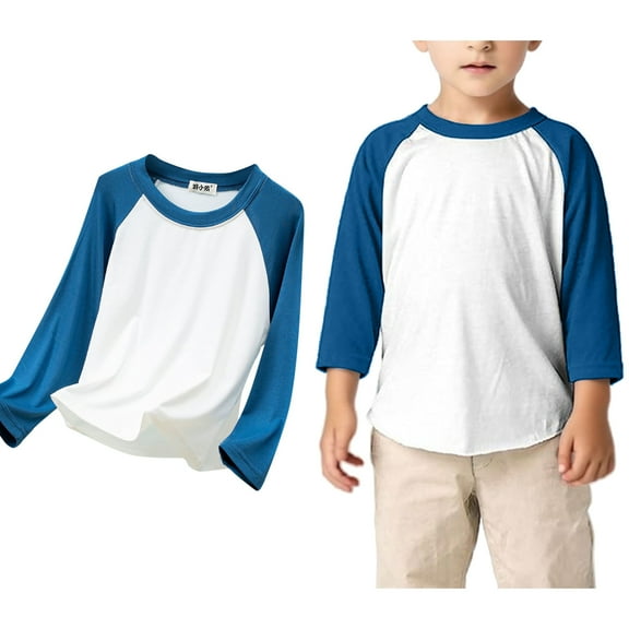 LIUYUNNN Kids Boys T Shirts Solid ColorBlue Girls Top Crewneck Cotton Kids Sweatshirt Boys Size 6-7 Years Clothes Boys Girls Four Seasons Outfits