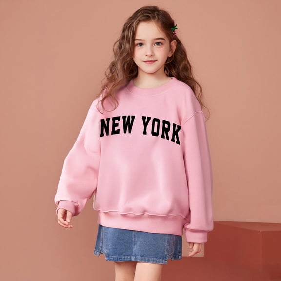 LIUYUNNN Kids Girl Sweatshirts Long Sleeve Girls Pullover Pink Sweatshirt Oversized Crewneck Sweatshirts Fall Clothes 4-5 Years Old Boy Clothes Boys Girls Fall Outfits