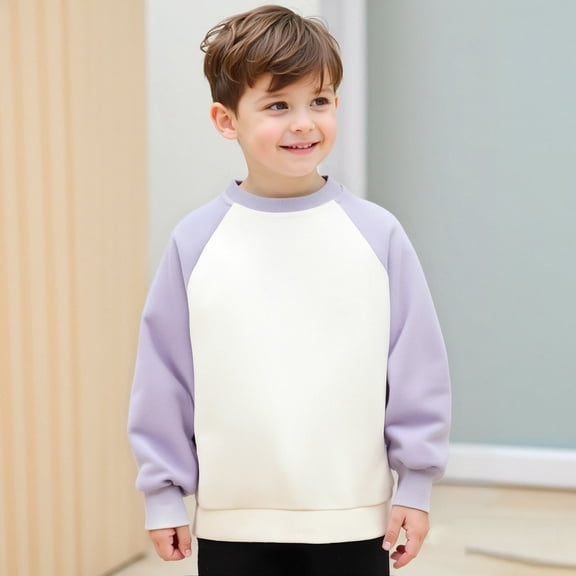LIUYUNNN Kids Girl Sweatshirts Long Sleeve Kids Pullover Light Purple Sweatshirt Oversized Crewneck Sweatshirts Fall Clothes 3-4 Years Toddler Girl Clothes Boys Girls Fall Outfits