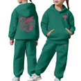 thumbnail image 1 of LIUYUNNN Kids Girls Boys Sweatsuit Set 2 Piece Long Sleeve Letter Dark Green Sweatshirt Sweatpants Set Warm Fall Winter Clothes Girls Matching Sets 8-9 Years Boys Girls Fall and Winter Outfits, 1 of 6