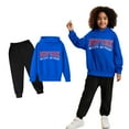thumbnail image 1 of LIUYUNNN Kids Girls Boys Sweatsuit Set 2 Piece Long Sleeve Letter Pullover Hooded Sweatshirt and Active Jogger Pants Fall Clothes Boy Clothes 4-5 Years Boys Girls Fall and Winter Outfits, 1 of 4