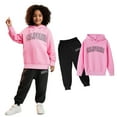 thumbnail image 1 of LIUYUNNN Kids Girls Boys Sweatsuit Set 2 Piece Long Sleeve Letter Pullover Hooded Sweatsuits Pullover Jogging Pants Warm Fall Winter Clothes Girls Set 3-4 Years Boys Girls Fall and Winter Outfits, 1 of 4