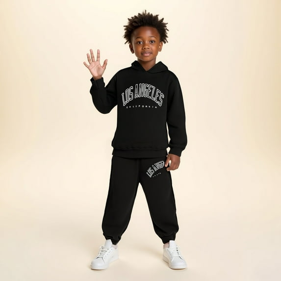 LIUYUNNN Kids Girls Boys Sweatsuit Set 2 Piece Long Sleeve Letter Pullover Pullover Hoodie and Jogger Pants Winter Clothes Teenage Girl Clothes 11-12 Years Boys Girls Fall and Winter Outfits