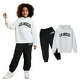 thumbnail image 1 of LIUYUNNN Kids Girls Boys Sweatsuit Set 2 Piece Long Sleeve Letter Pullover Soft Hoodie and Active Jogger Pants Warm Fall Winter Clothes Girls Jogger Set 4-5 Years Boys Girls Fall and Winter Outfits, 1 of 4
