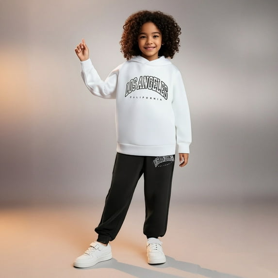 LIUYUNNN Kids Girls Boys Sweatsuit Set 2 Piece Long Sleeve Letter Pullover Tracksuit Hoodie Jogging Pants Fall Clothes Clothes for Boys 4-5 Years Boys Girls Fall and Winter Outfits