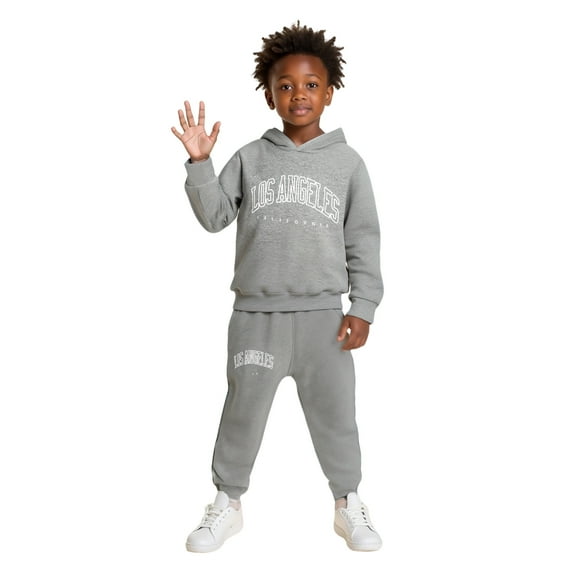 LIUYUNNN Kids Girls Boys Sweatsuit Set 2 Piece Long Sleeve Letter Pullover Tracksuit Pullover Hoodie Sweatpants Set Fall Winter Clothes Size 7-8 Years Boys Clothes Boys Girls Fall and Winter Outfits