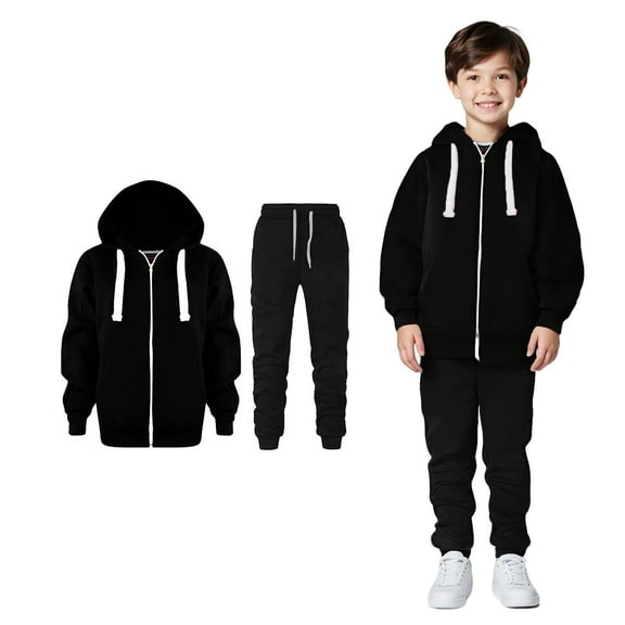 LIUYUNNN Kids Girls Boys Sweatsuit Set 2 Piece Long Sleeve Letter Zipper Pullover Hoodie Sweatshirt Sweatpants Fall Winter Clothes Little Boy Clothes 6-7 Years Boys Girls Fall and Winter Outfits