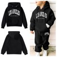 thumbnail image 1 of LIUYUNNN Kids Girls Boys Sweatsuit Set 2PC Long Sleeve Black Letter California Hooded Sweatsuits Pullover and Jogger Sweatpants Fall Clothes 4-5 Years Boys Clothes Boys Girl Autumn and Winter Outfits, 1 of 8